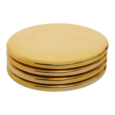 London Leo Set Of Four Gold Finish Coasters
