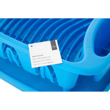 Laurie Blue Plastic Dish Drainer With Removable Tray