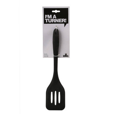 Zing Black Silicone Slotted Turner