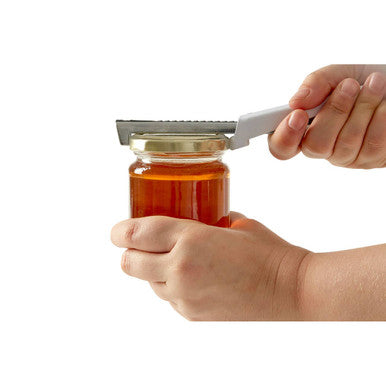 Bygone Chrome Jar Opener With White Handle