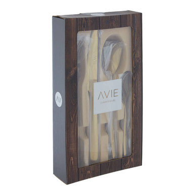Avie Aura 16 Piece Gold Cutlery Set