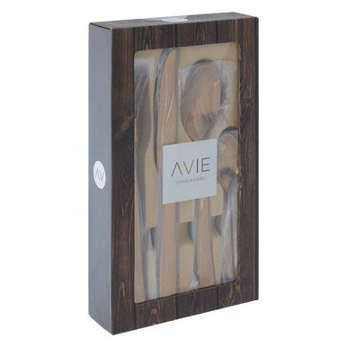 Avie Lustra 16 Piece Rose Gold Cutlery Set