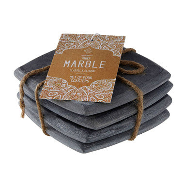 Marmore Set Of 4 Dark Grey Marble Square Coasters
