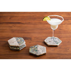 Imogen Set Of 4 Beige Marble And Paua Shell Coasters