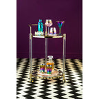 Delphine Set Of 4 White Marble Coasters With Brass Finish Holder