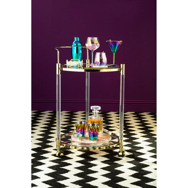 Delphine Set Of 4 White Marble Coasters With Brass Finish Holder