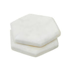 Kindia Set Of 4 White Marble Hexagonal Coasters