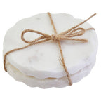 Kindia Set Of 4 White Marble Rustic Edge Coasters