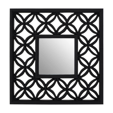 Indus Square Black Lattice Frame Wall Mirror