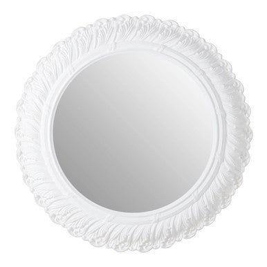 Plume Antique White Small Acanthus Leaf Wall Mirror