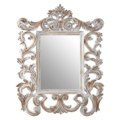 Caracci Antique Grey Fleur De Lis Wall Mirror