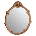 Tina Gold Finish Round Acanthus Leaf Wall Mirror