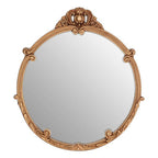 Tina Gold Finish Round Acanthus Leaf Wall Mirror
