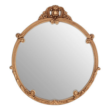 Tina Gold Finish Round Acanthus Leaf Wall Mirror