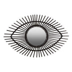 Mataram Black Natural Rattan Eye Shape Wall Mirror