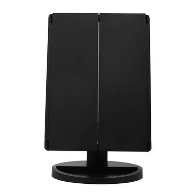 Cassini Tri Fold Black Led Table Mirror