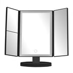 Cassini Tri Fold Black Led Table Mirror
