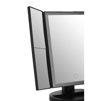Cassini Tri Fold Black Led Table Mirror