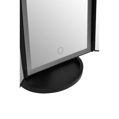 Cassini Tri Fold Black Led Table Mirror