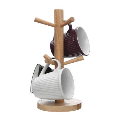 Soka Rubberwood 6 Cup Mug Tree