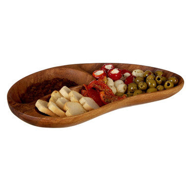 Kora Acacia Two Section Bean Shaped Dish