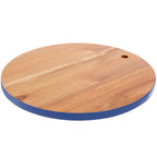 Socorro Round Acacia Chopping And Serving Board With Blue Edge
