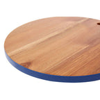 Socorro Round Acacia Chopping And Serving Board With Blue Edge