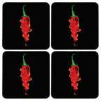 Set Of Four Flaming Chilli Coasters