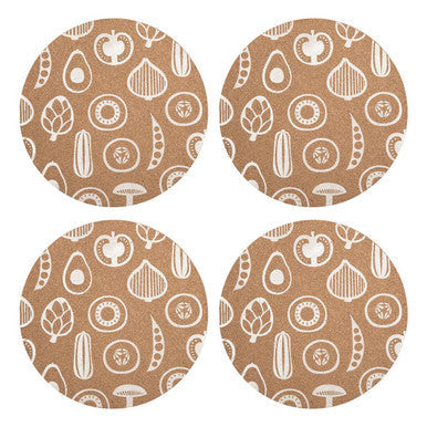 Besa Set Of Four Cork Round Placemats