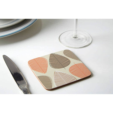 Orange Leaf Set Of Four Coasters