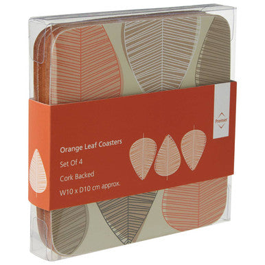Orange Leaf Set Of Four Coasters