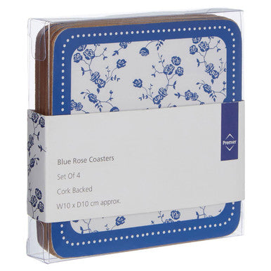 Blue Rose Set Of Four Coasters