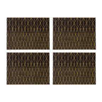 Geome Set Of 4 Leather Effect Black And Gold Prism Placemats