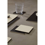 Geome Reversible Black And Cream Placemat And Coaster Set Of 4