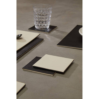 Geome Reversible Black And Cream Placemat And Coaster Set Of 4