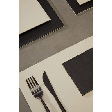 Geome Reversible Black And Cream Placemat And Coaster Set Of 4