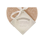 Set Of 4 Reversible Gold And Silver Glitter Coasters