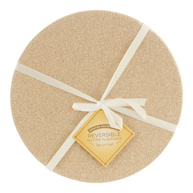 Set Of 4 Reversible Gold And Silver Glitter Placemats