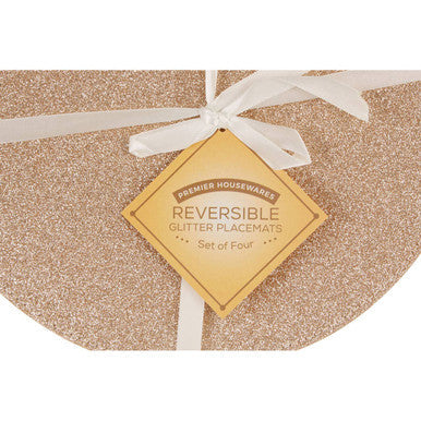Set Of 4 Reversible Gold And Silver Glitter Placemats