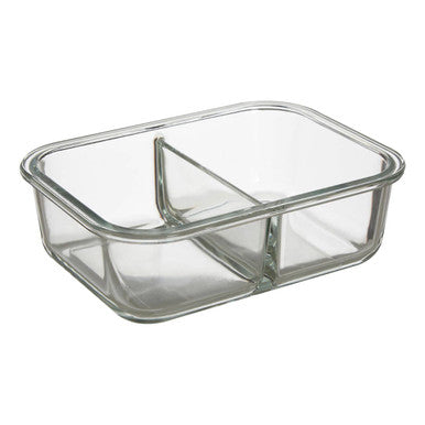 Freska 2 Section Rectangular Glass Container With Lid 1040 Ml