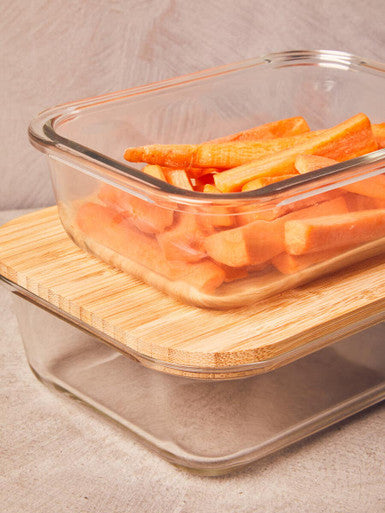Freska 640Ml Glass Container With Bamboo Lid