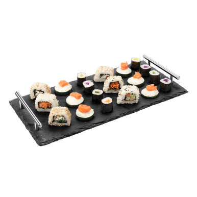 Slate Tray With Stainless Steel Handles