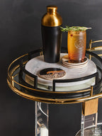 Dayla Set Of Four Gold Ribbed Glass Tumblers