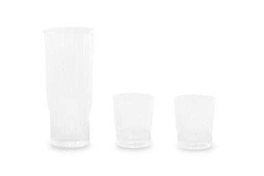 Juno Ribbed Glass And Jug Three Piece Set