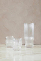 Juno Ribbed Glass And Jug Three Piece Set