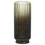 Chima Large Grey Ribbed Glass Vase