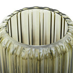 Chima Small Grey Ribbed Glass Vase