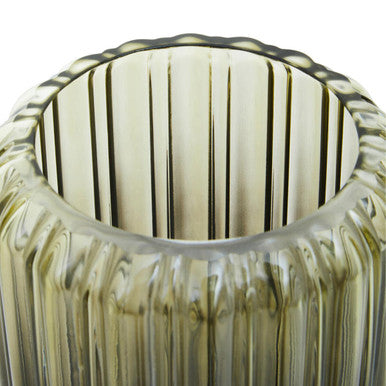 Chima Small Grey Ribbed Glass Vase