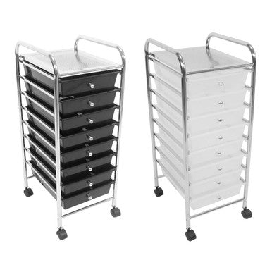 8 White Plastic Drawers Trolley