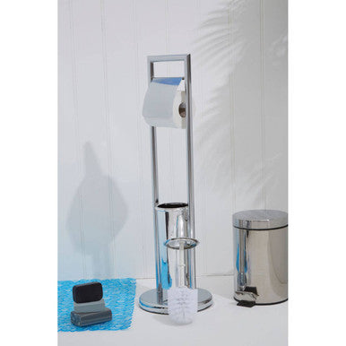 Linnea Chrome Bathroom Set Toilet Brush And Roll Large Holder